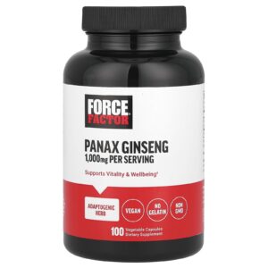 Force Factor Panax ginseng 100 Cápsulas Vegetais (500 mg por Cápsula)