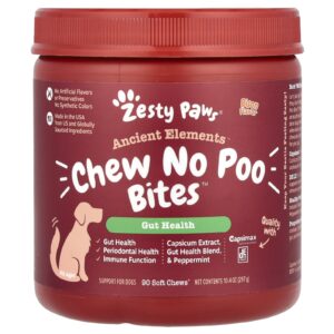 Zesty Paws Ancient Elements® Chew No Poo Bites™ Para Cães Todas as Idades Bisão 90 Cápsulas Mastigáveis 297 g (104 oz)