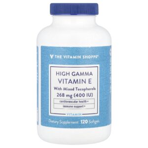 The Vitamin Shoppe Alto Teor de Gama e Vitamina E com Tocoferóis Mistos 120 Cápsulas Softgel