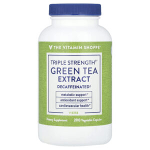 The Vitamin Shoppe Extrato de Chá Verde Dosagem Tripla Descafeinado 200 Cápsulas Vegetais (750 mg por Cápsula)