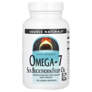 Source Naturals Ômega-7 Óleo da Fruta de Espinheiro-marítimo 500 mg 120 Cápsulas Softgel Veganas