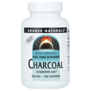 Source Naturals Carvão Ativado 100% Puro 260 mg 100 Cápsulas