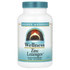 Source Naturals Bem-Estar Zinc Lozenges™ Pêssego-Framboesa 23 mg 60 Pastilhas