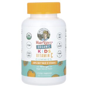 MaryRuths Gomas de Vitamina C Orgânicas para Crianças Laranja 60 Gomas (45 mg por Goma)
