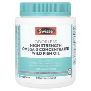 Swisse Ultiboost® Óleo de Peixe Selvagem Concentrado de Ômega-3 Inodoro de Alta Potência 1.500 mg 400 Cápsulas Softgel