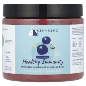 Kin+Kind Imunidade Saudável com Mirtilo e Cranberry Para Cães e Gatos 2268 g (8 oz)