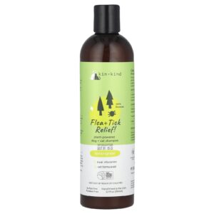 Kin+Kind Flea + Tick Relief! Shampoo para Cães e Gatos à Base de Plantas Capim-Limão 354 ml (12 fl oz)