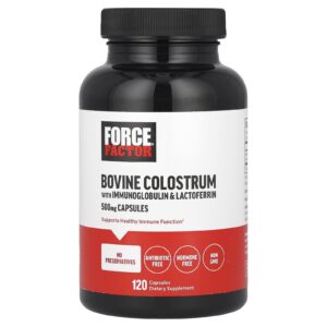 Force Factor Colostro Bovino com Imunoglobulina e Lactoferrina 500 mg 120 Cápsulas