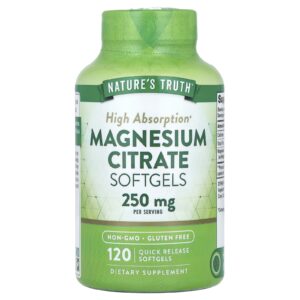 Natures Truth Citrato de Magnésio 120 Cápsulas Softgel de Liberação Rápida (125 mg por Cápsula Softgel)