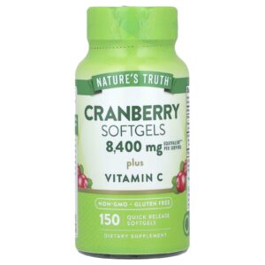 Natures Truth Cápsulas Softgel de Cranberry e Vitamina C 150 Cápsulas Softgel de Liberação Rápida
