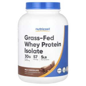 Nutricost Isolado de Proteína Whey Alimentada no Pasto Chocolate de Leite 5 lb (2.268 g)