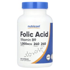 Nutricost Ácido Fólico 1.000 mcg 240 Cápsulas