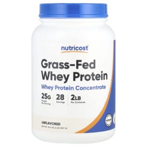 Nutricost Proteína Whey de Gado Criado no Pasto Sem Sabor 907 g (2 lb)