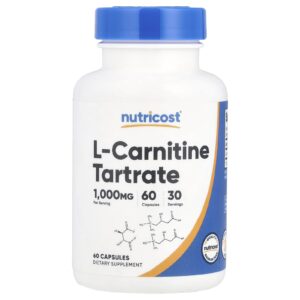 Nutricost L-Carnitine Tartrate 60 Cápsulas (500 mg por Cápsula)