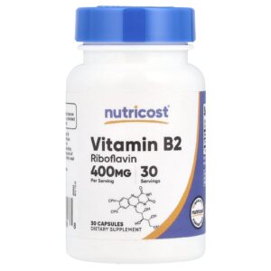 Nutricost Vitamina B2 400 mg 30 Cápsulas