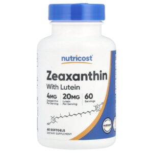 Nutricost Zeaxantina com Luteína 60 Cápsulas Softgel