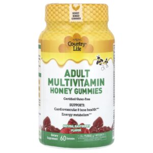 Country Life Gomas Multivitamínicas para Adultos Mel Framboesa Natural 60 Gomas