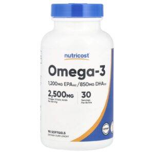Nutricost Ômega-3 90 Cápsulas Softgel (833 mg por Cápsula Softgel)