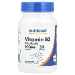 Nutricost Vitamina B2 100 mg 30 Cápsulas