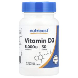 Nutricost Vitamina D3 125 mcg (5.000 UI) 30 Cápsulas Softgel