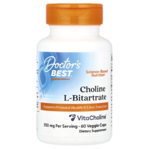 Doctors Best Choline L-Bitartarate 60 Cápsulas Vegetais (275 mg por Cápsula)