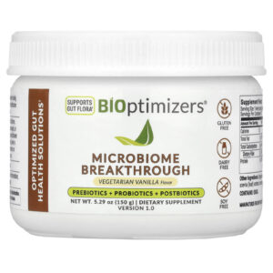 BIOptimizers Microbiome Breakthrough Prebióticos + Probióticos + Pós-bióticos Baunilha Vegetariana 150 g (529 oz)