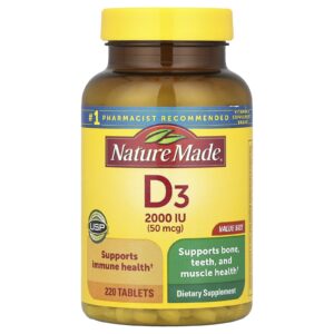 Nature Made Vitamina D3 50 mcg (2.000 UI) 220 Comprimidos