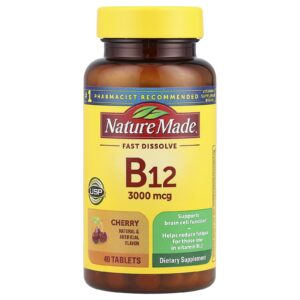 Nature Made Vitamina B12 Dissolução Rápida Cereja 3.000 mcg 40 Comprimidos