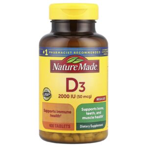 Nature Made Vitamina D3 50 mcg (2.000 UI) 400 Comprimidos