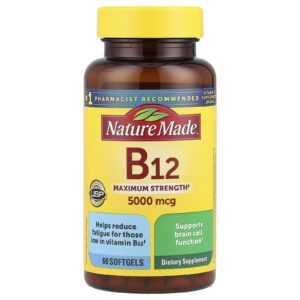 Nature Made Vitamina B12 Força Máxima 5.000 mcg 60 Cápsulas Softgel