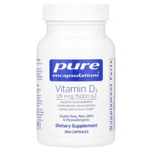 Pure Encapsulations Vitamina D3 125 mcg (5.000 UI) 250 Cápsulas