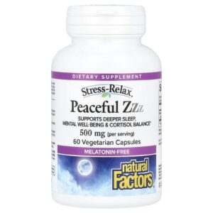 Natural Factors Stress-Relax® Peaceful ZZZ 60 Cápsulas Vegetarianas (250 mg por Cápsula)