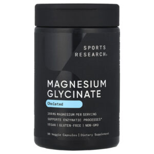 Sports Research Glicinato de Magnésio 90 Cápsulas Vegetais (80 mg por Cápsula)