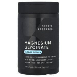 Sports Research Glicinato de Magnésio 120 Cápsulas Softgel (80 mg por Cápsula Softgel)