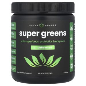 NutraChamps Superverdes com Superalimentos Probióticos e Enzimas Sem Sabor 234 g (825 oz)