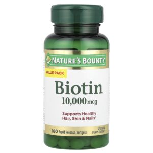Natures Bounty Biotina 10.000 mcg 180 Cápsulas Softgel de Liberação Rápida