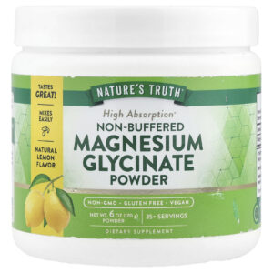 Natures Truth Glicinato de Magnésio Não Tamponado em Pó Limão Natural 170 g (6 oz)