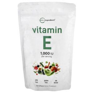 Micro Ingredients Vitamina E 240 Cápsulas Softgel (500 UI por Cápsula Softgel)