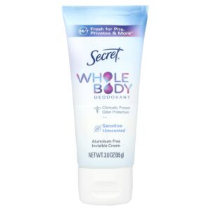 Secret Desodorante para o Corpo Inteiro Sem Alumínio Creme Invisible Sem Fragrância 85 g (3 oz)