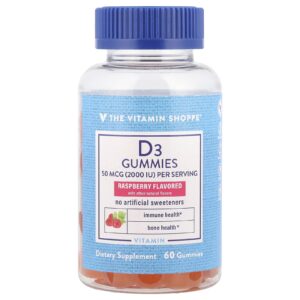 The Vitamin Shoppe Gomas de Vitamina D3 Framboesa 60 Gomas (25 mcg por Goma)