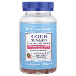 The Vitamin Shoppe Gomas de Biotina Sabor Morango 120 Gomas (5.000 mcg por Goma)