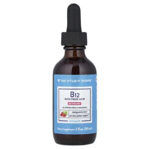 The Vitamin Shoppe Vitamina B12 com Ácido Fólico Framboesa 59 ml (2 fl oz)