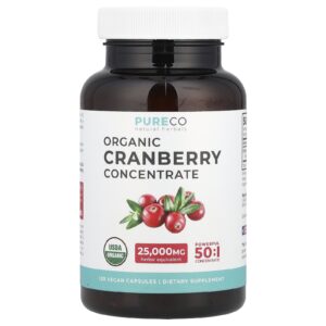 Pure Co. Concentrado de Cranberry Orgânico 500 mg 120 Cápsulas Veganas