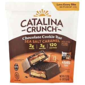 Catalina Crunch Barra de Cookie de Chocolate Caramelo e Sal Marinho 4 Barras 34 g (119 oz) Cada