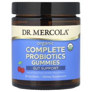 Dr. Mercola Gomas de Probióticos Completos Orgânicos Cereja Natural 30 Gomas (50 mg (5 Bilhões de UFCs) por Goma)