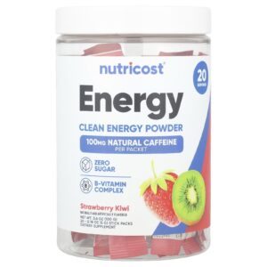 Nutricost Energy Clean Energy em Pó Morango e Kiwi 20 Embalagens 5 g (018 oz) Cada