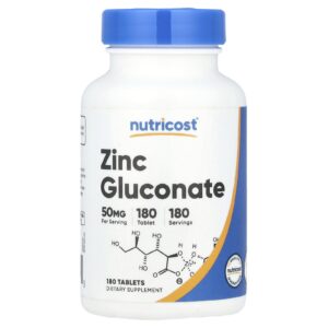 Nutricost Gliconato de Zinco 50 mg 180 Comprimidos
