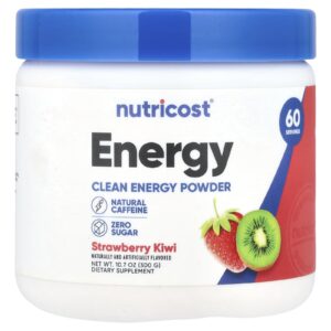 Nutricost Energy Clean Energy em Pó Morango e Kiwi 300 g (107 oz)