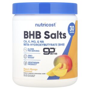 Nutricost BHB Salts goBHB® Pêssego e Manga 249 g (89 oz)