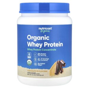 Nutricost Proteína Whey Orgânica Chocolate PB 454 g (1 lb)